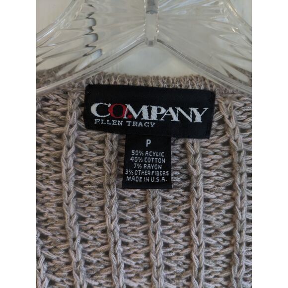 Company by Ellen Tracy Womens PS Petite Open Front Cardigan Sweater Beige Knit - Picture 3 of 4